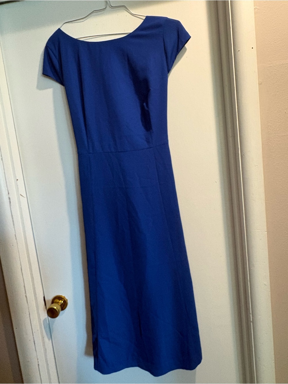 Fair Lady Elegant Royal Blue Cap-Sleeve Midi Dress